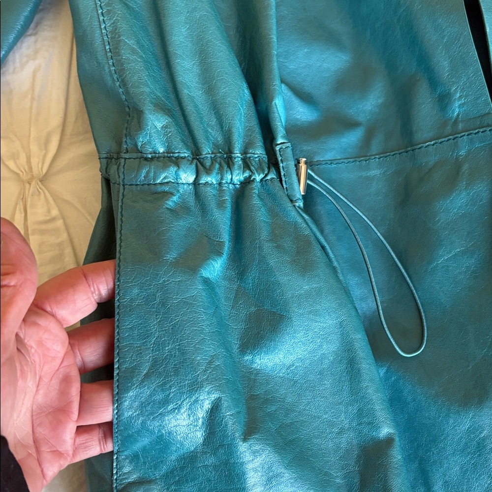 Lafayette 148 New York Turquoise Leather Jacket XL - Picture 6 of 7